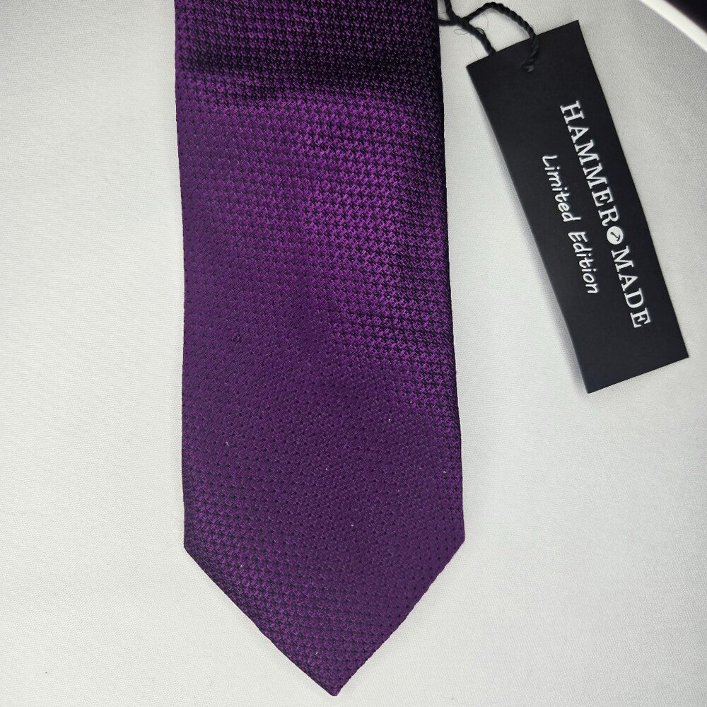 Hammer Made Limited Edition All Silk Solid Purple Neck Tie Made In Italy